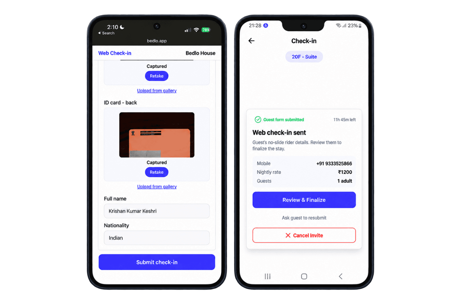 Bedlo tracks hotel bookings, guest records, room status, billing, and reports.