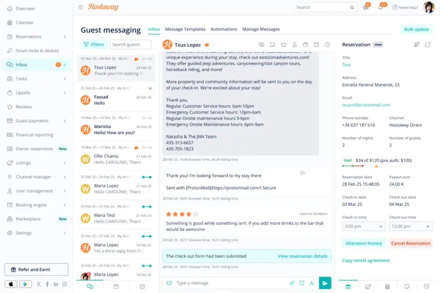 Hostaway screenshot