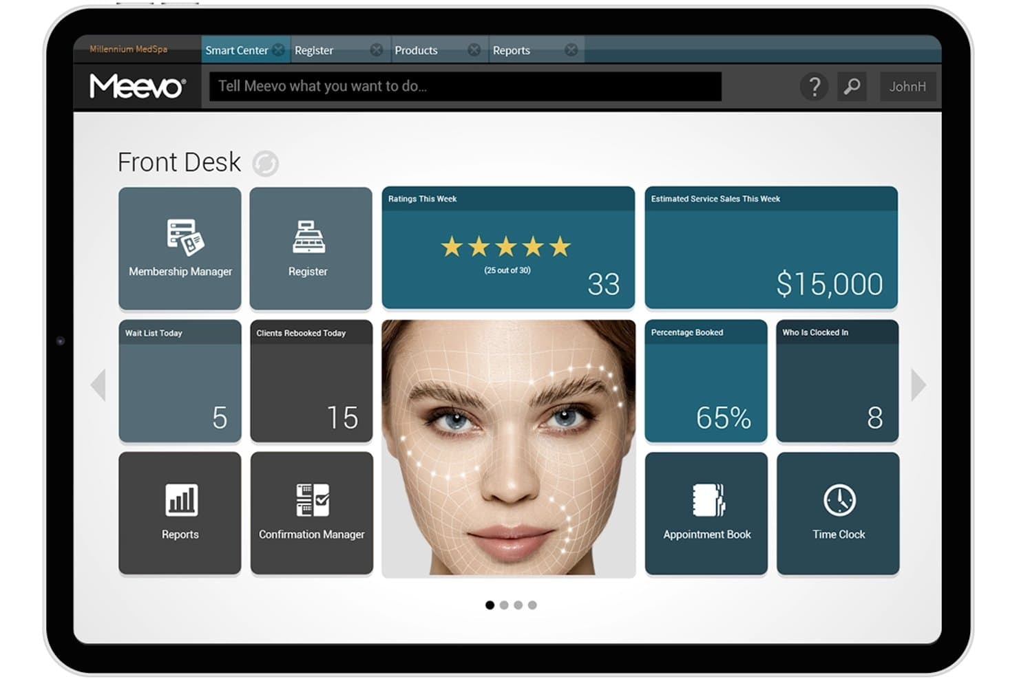 Meevo manages memberships, loyalty, billing, gift cards, and targeted marketing.