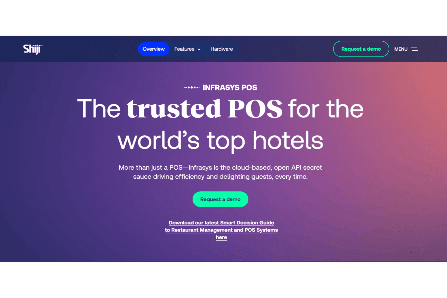 Infrasys gestiona las operaciones de alimentos y bebidas de los hoteles con pedidos en múltiples establecimientos, servicio móvil, pagos, cargos a la habitación y generación centralizada de informes para múltiples propiedades.