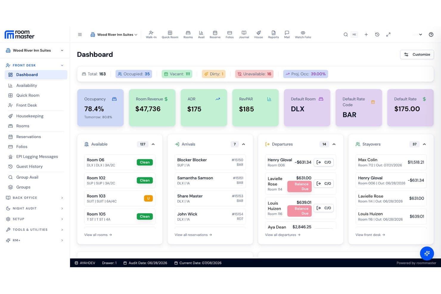 Infor HMS manages front desk operations and guest services across large hotel portfolios.