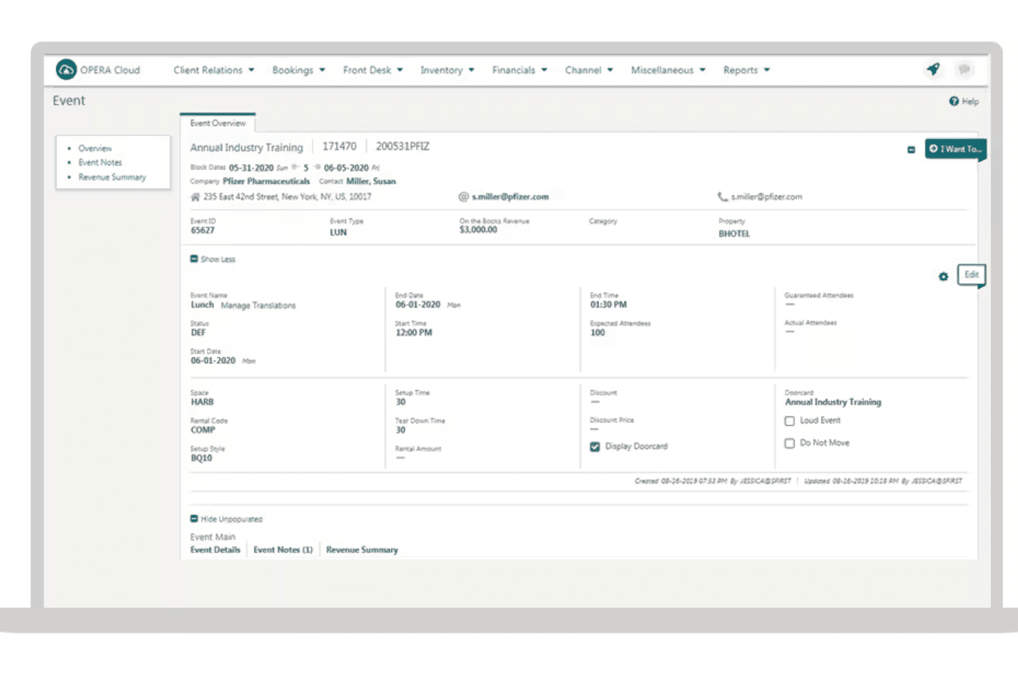 Oracle OPERA screenshot