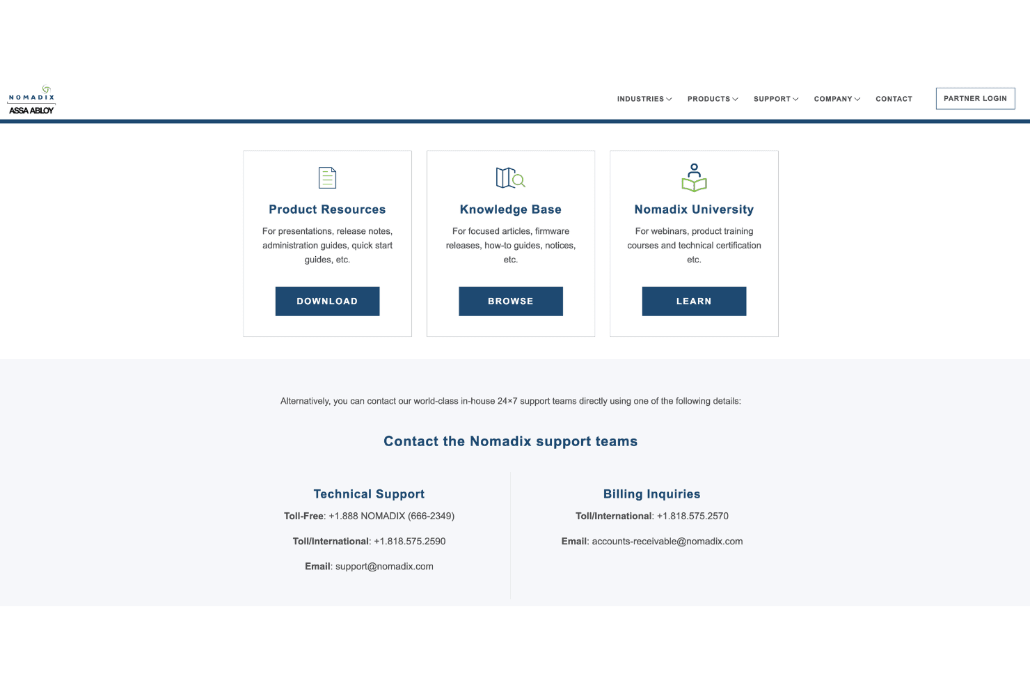 Nomadix support page