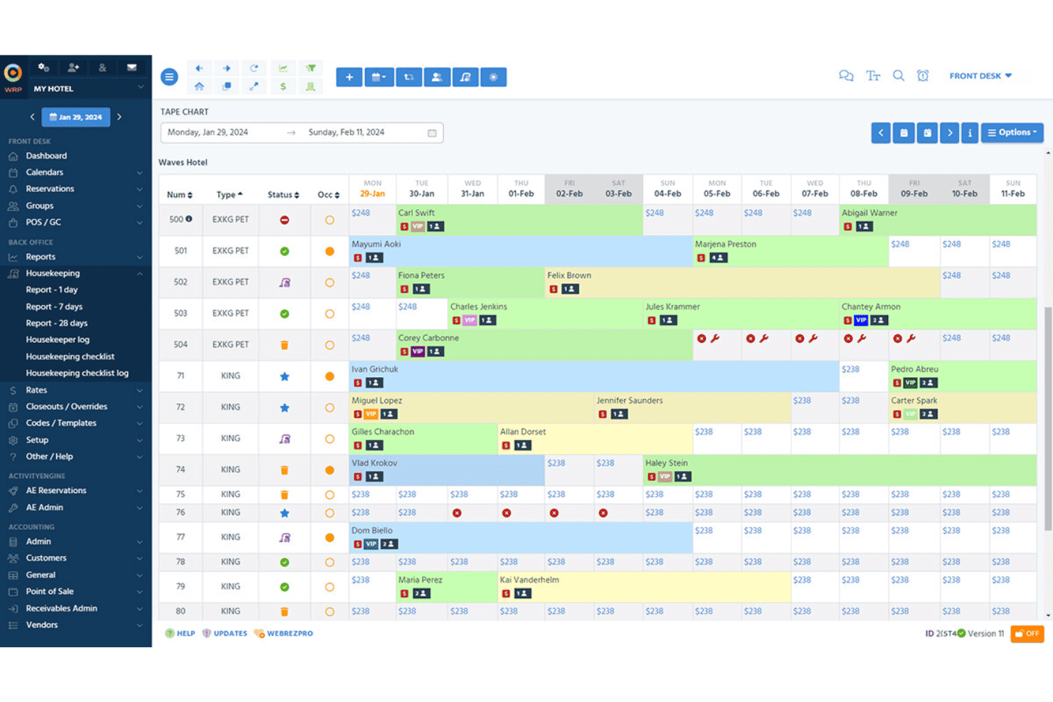 WebRezPro interface