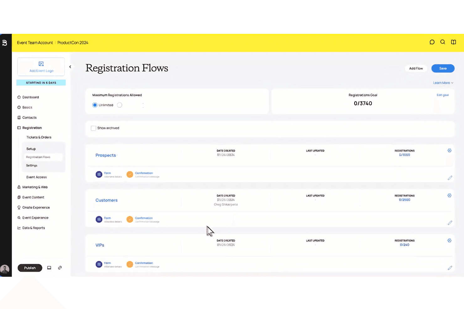 Bizzabo customizable registration flows