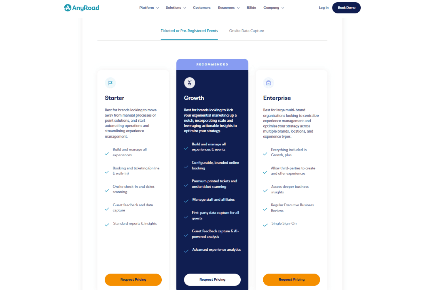 AnyRoad plans page