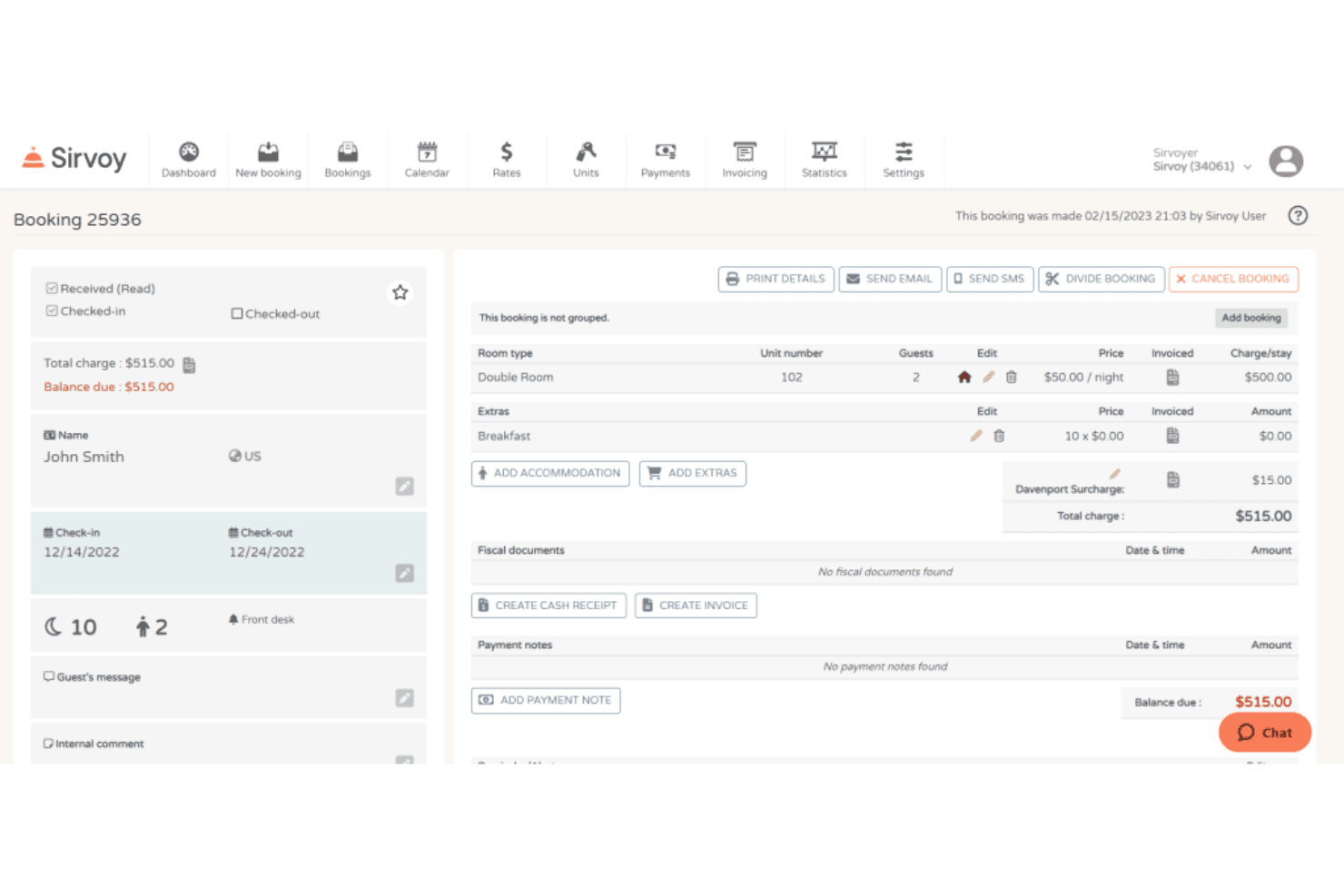 Sirvoy interface