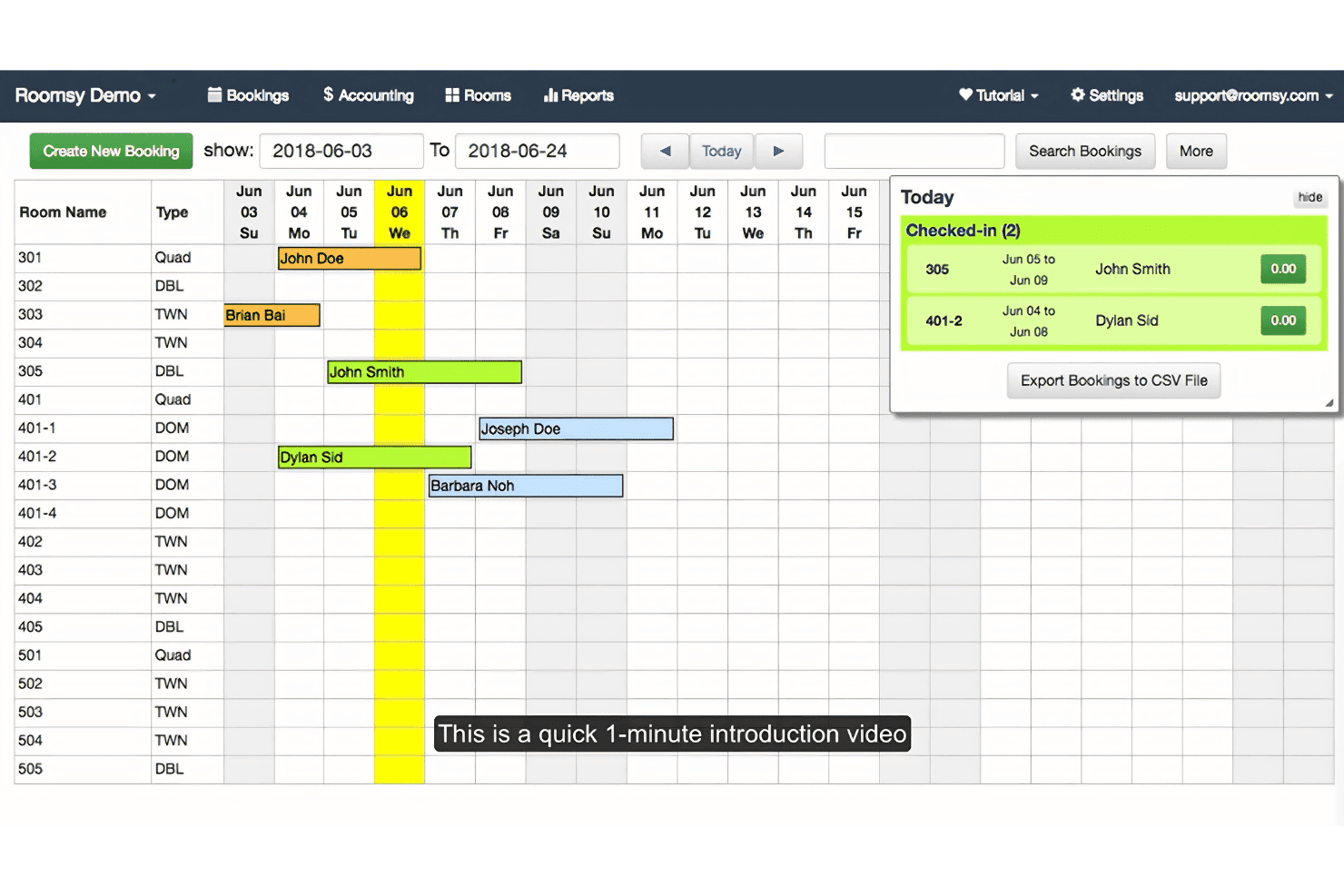 Roomsy booking calendar view