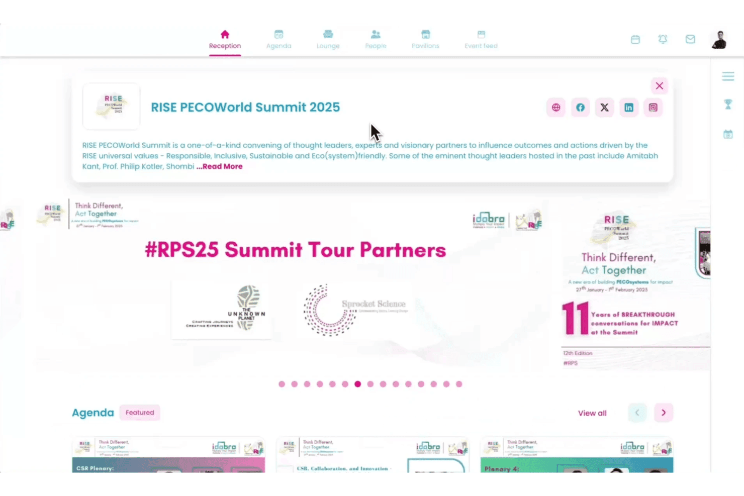 Virtual PRO branded event dashboard