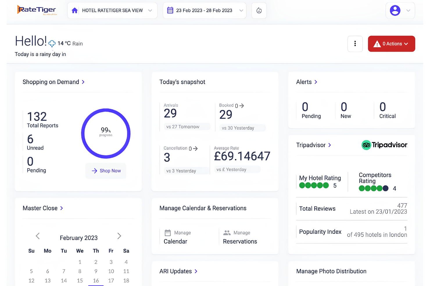 RateTiger dashboard centralizes rates, bookings, analytics &amp; alerts.