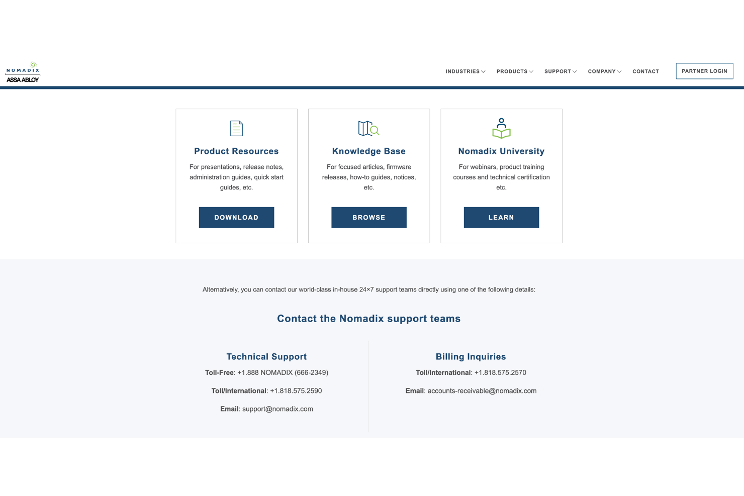 Nomadix support page