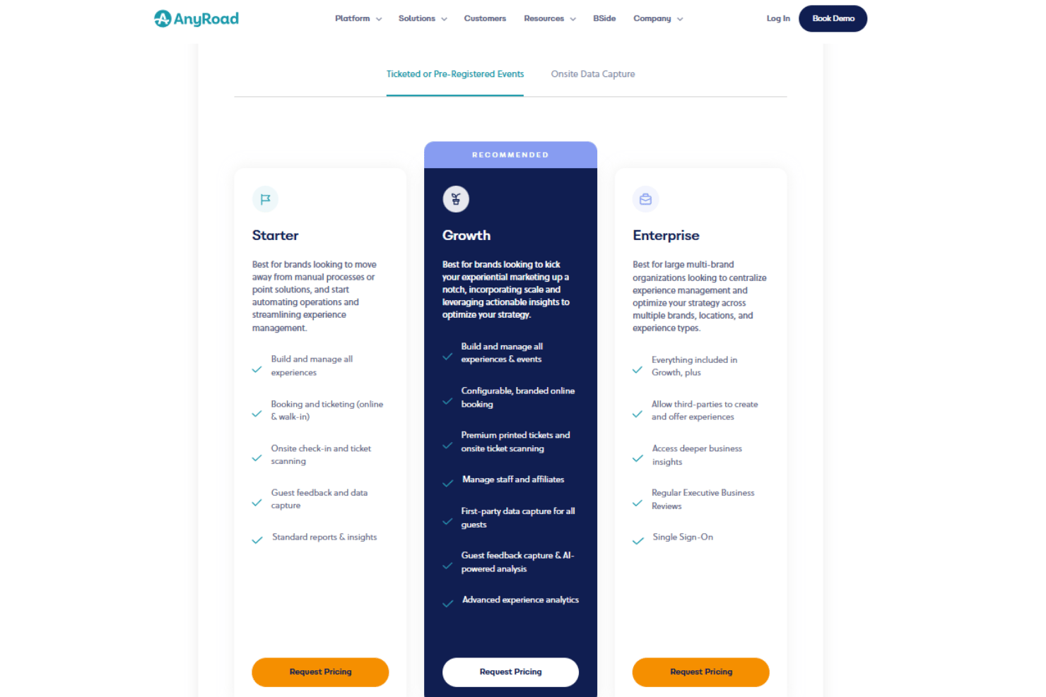 AnyRoad plans page