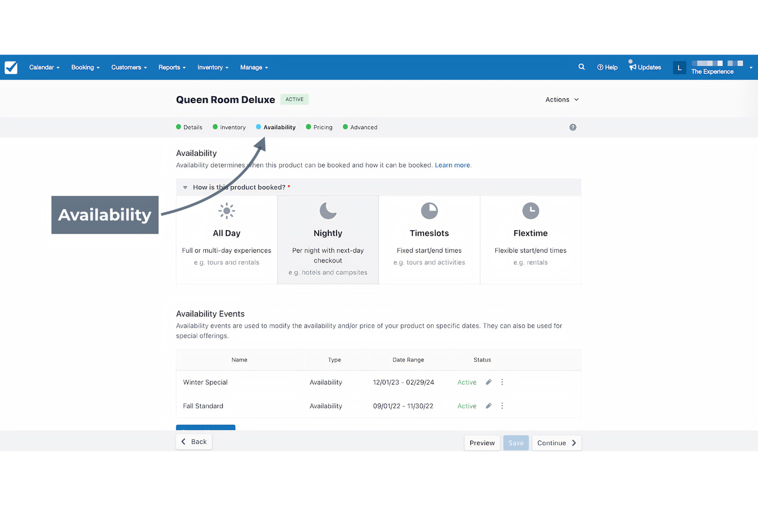 Checkfront availability screen