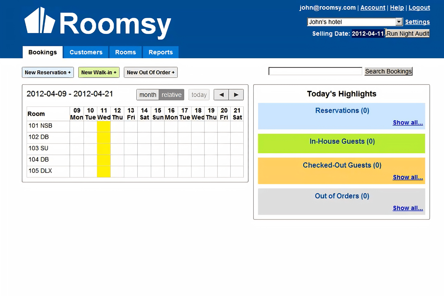 Roomsy centralizes bookings, rooms, and status tracking in one dashboard.