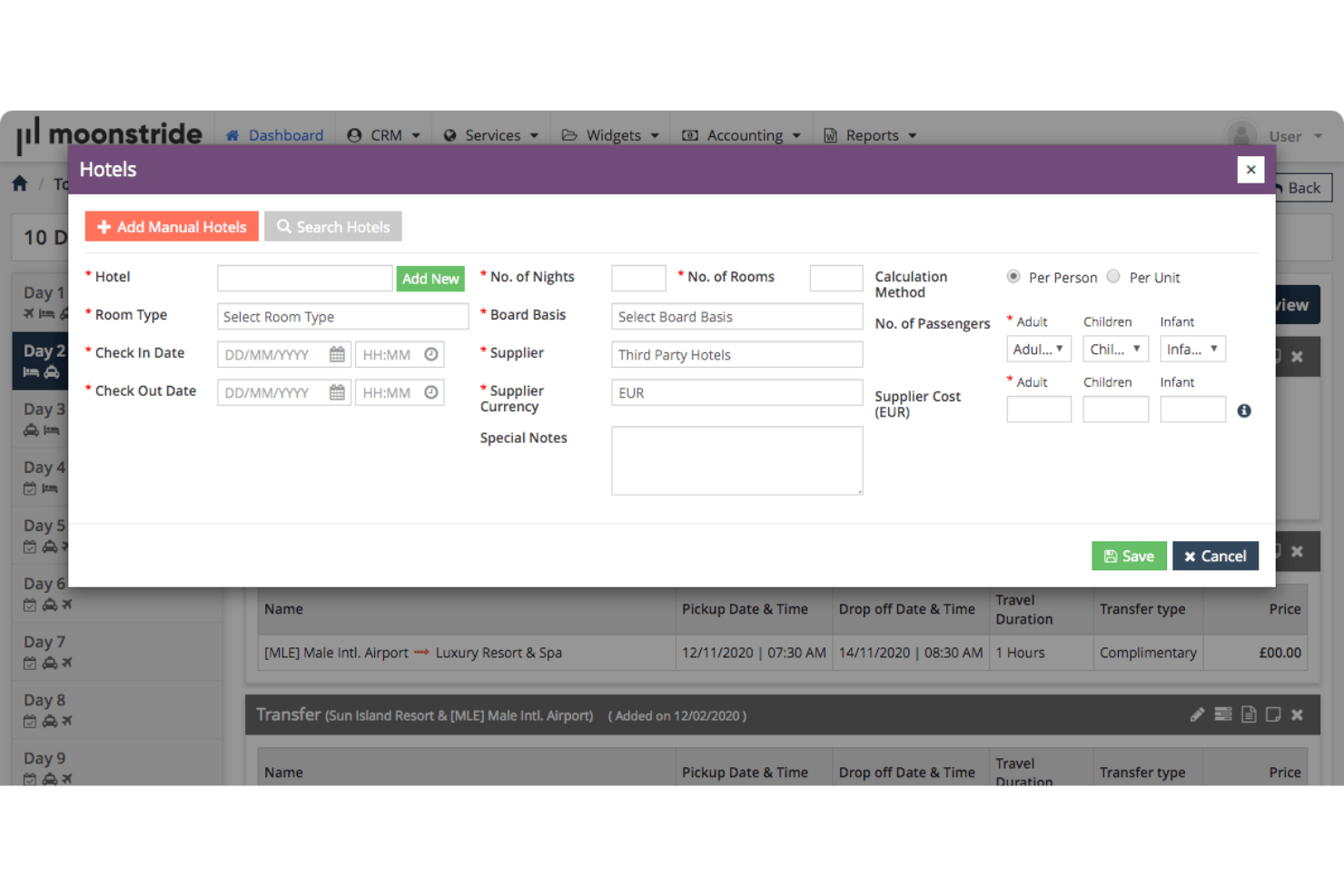 moonstride’s dashboard provides a central view of customers, bookings, enquiries, and alerts.