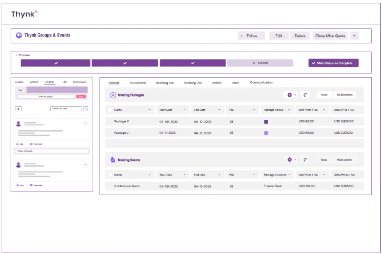 Thynk centralizes hotel sales, events, and guest relationship data.