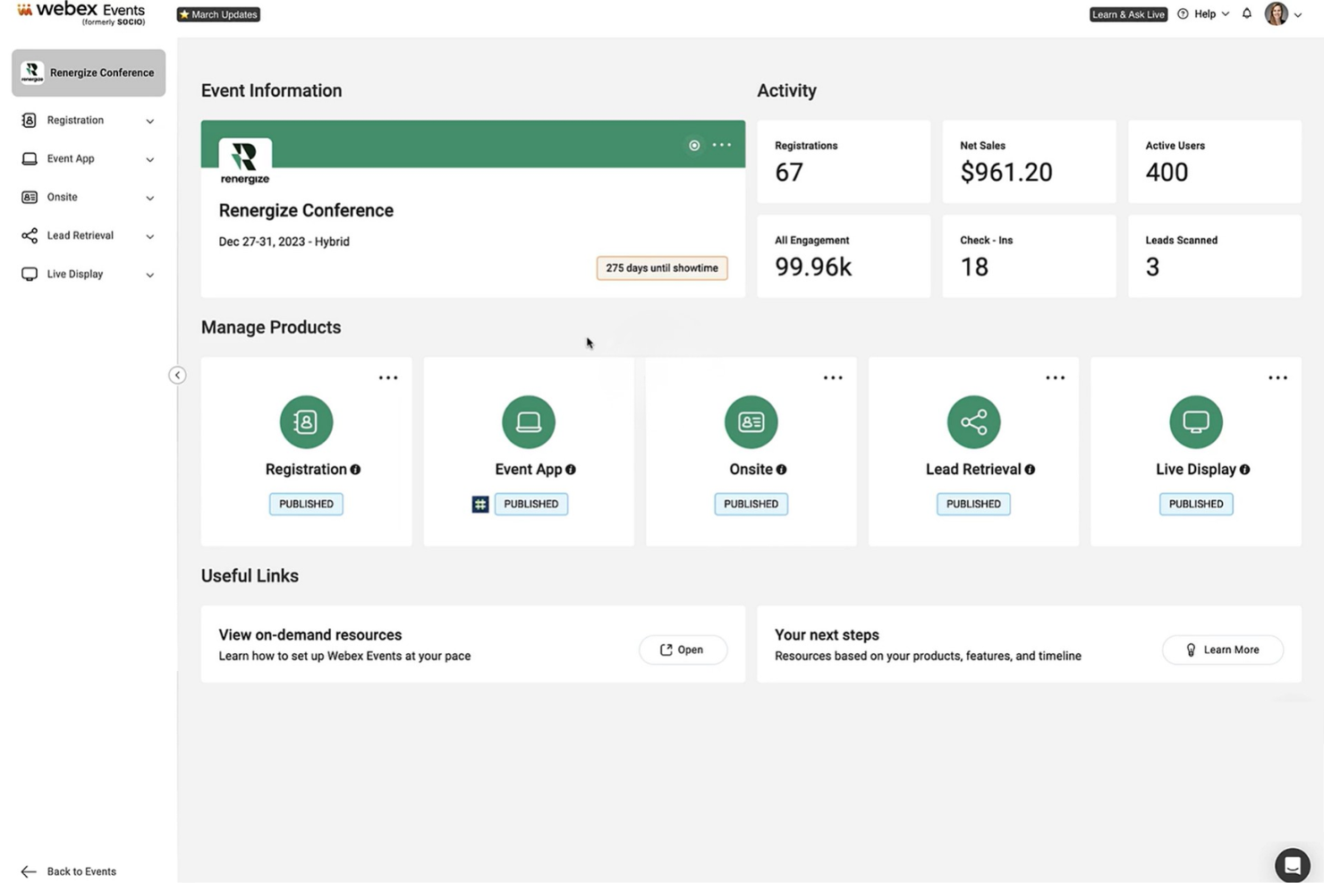 Webex Events unifies registration, onsite tools, and attendee engagement.
