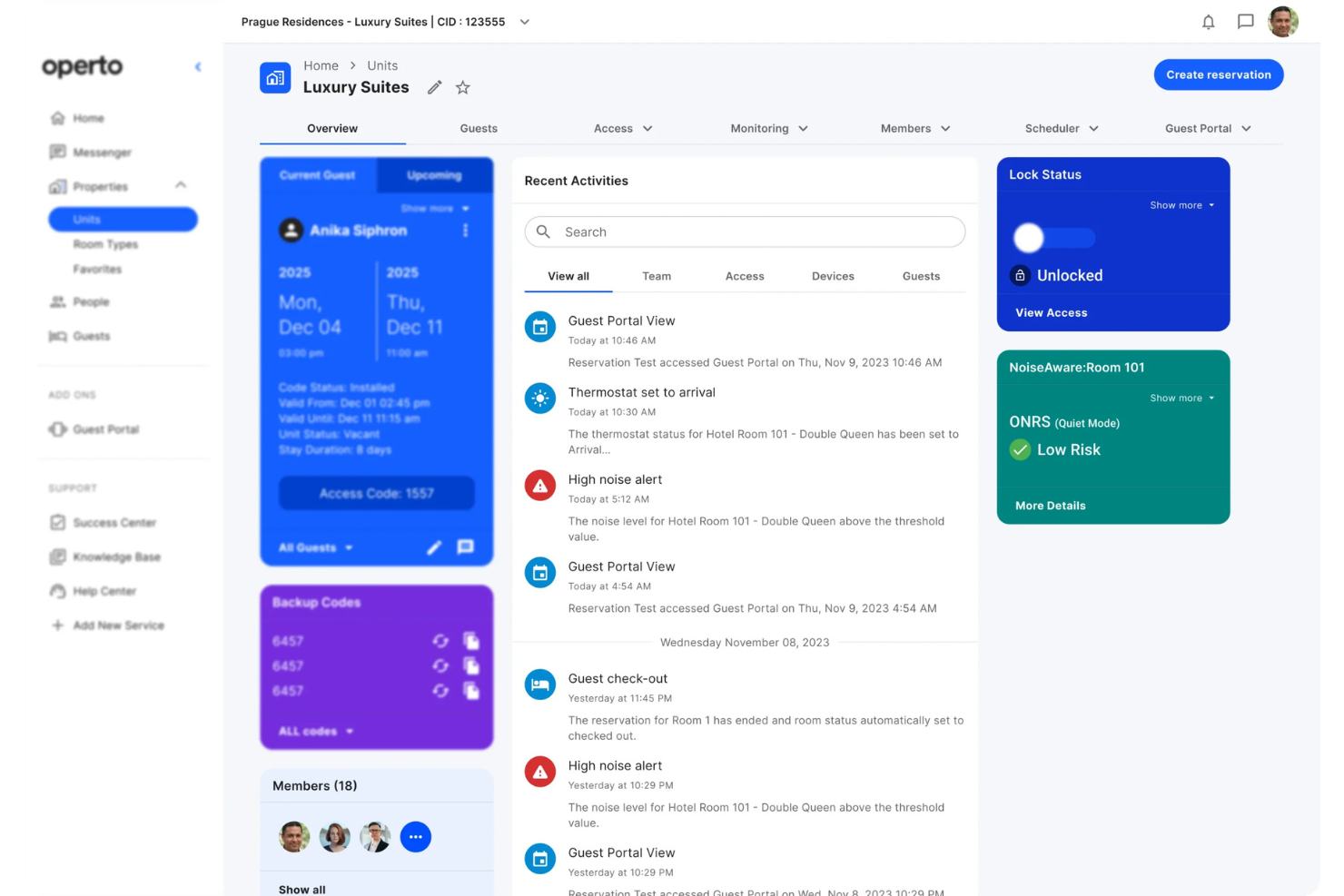 Operto screenshot - 7 migliori software per il check-in in hotel nel 2026