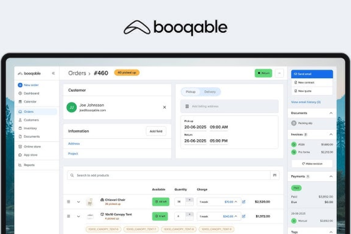 Booqable screenshot - 10 Mejores Programas de Gestión de Alquiler de Coches Revisados en 2026