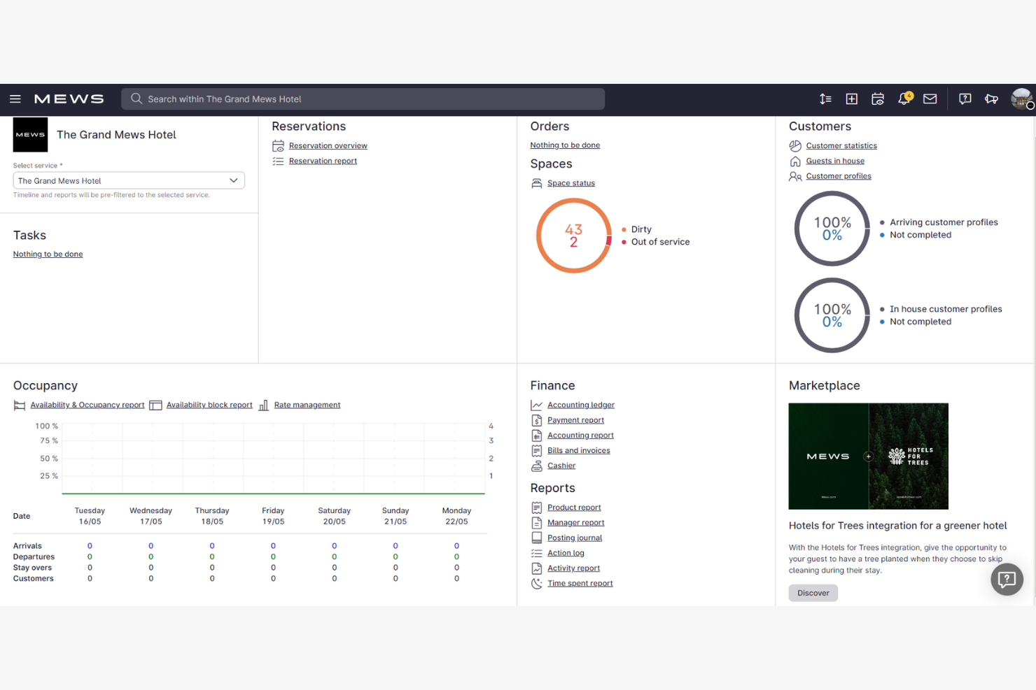 Mews screenshot - Las 10 Mejores Soluciones de Software para Restaurantes de Hotel en 2026