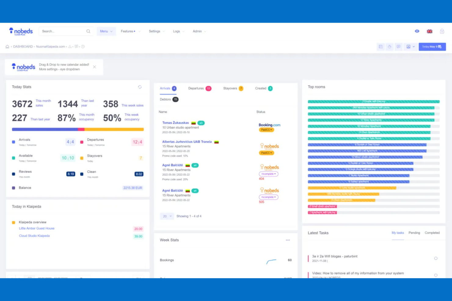 Nobeds screenshot - 10 Sistemi Open Source per la Gestione Alberghiera nel 2026
