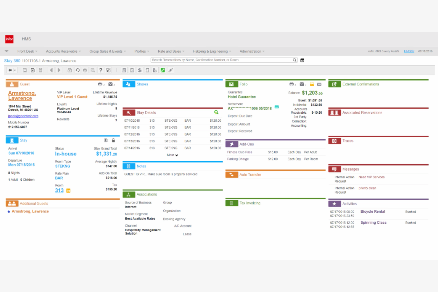 Infor Hospitality screenshot - 10 Migliori Soluzioni Software per Ristoranti d’Hotel per il 2026