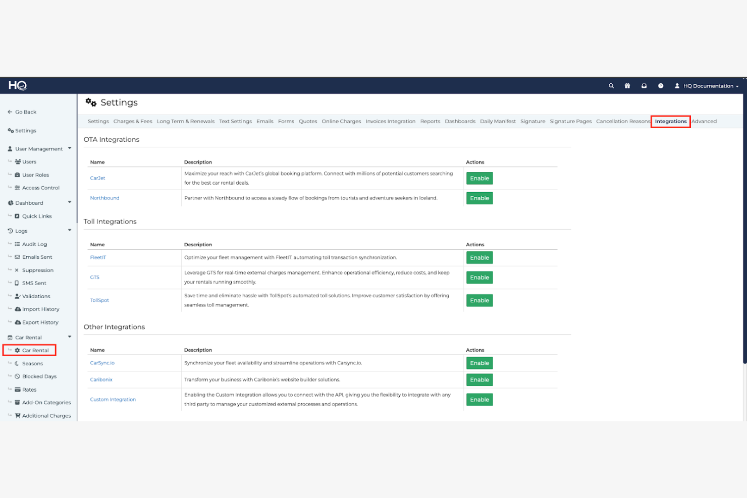 HQ Rental Software screenshot - 10 migliori software di gestione autonoleggio recensiti nel 2026