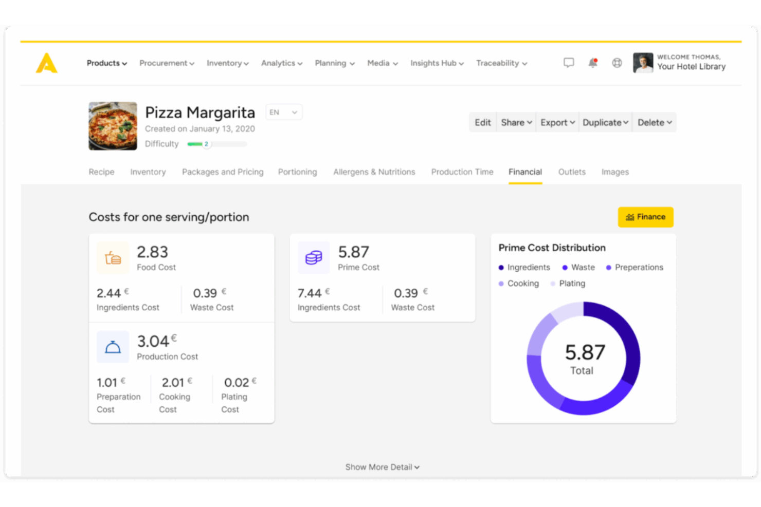 Apicbase screenshot - 10 mejores programas de catering analizados en 2026