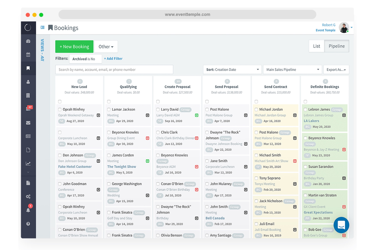 Event Temple screenshot - 10 migliori soluzioni software per la gestione delle location recensite nel 2026