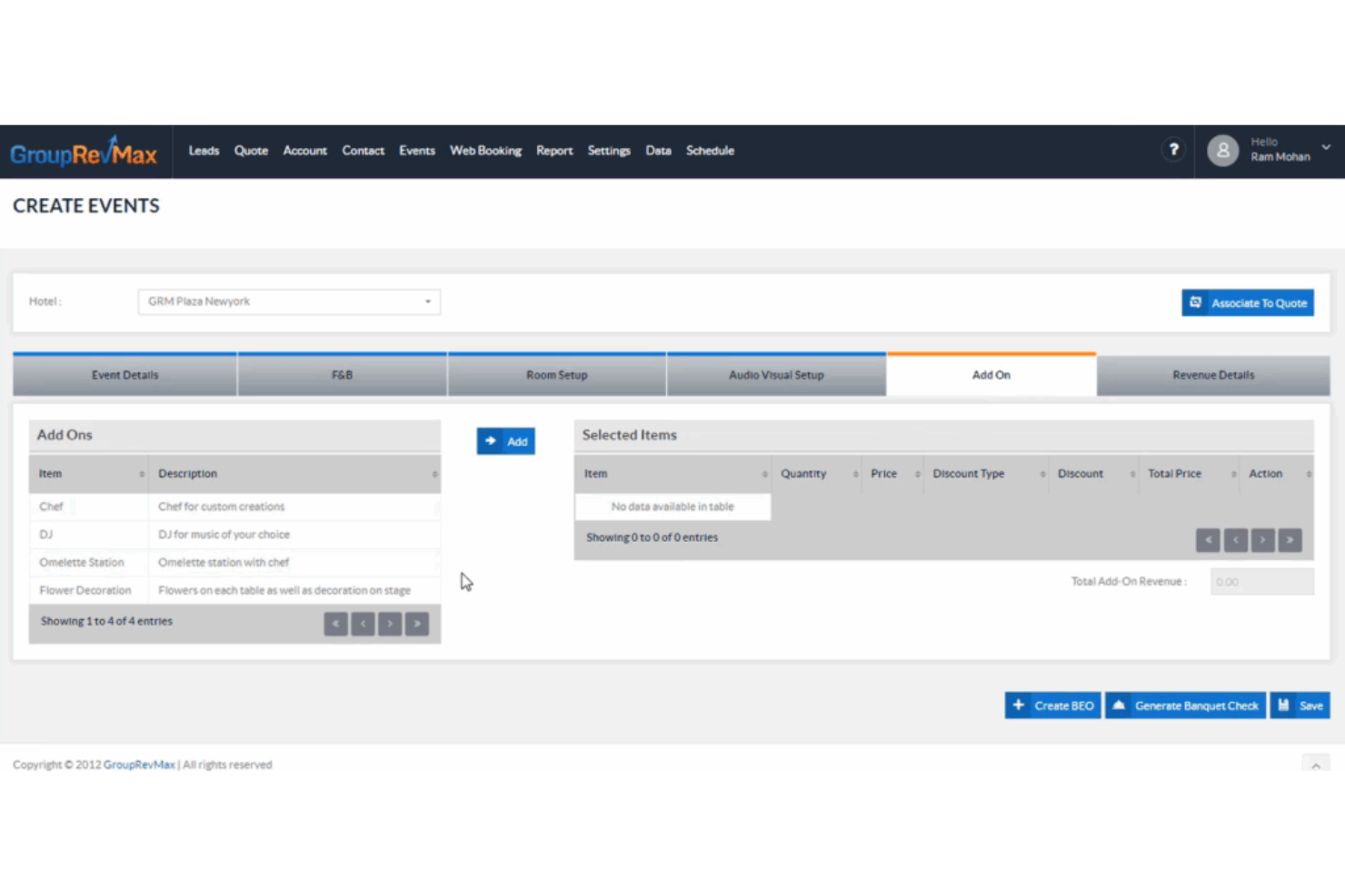 Insta Event Management screenshot - 10 Mejores Software de Ventas y Catering para Hoteles de 2026
