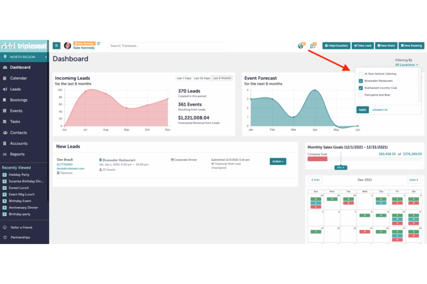Tripleseat screenshot - 10 Mejores Software de Ventas para Hoteles Analizados en 2026