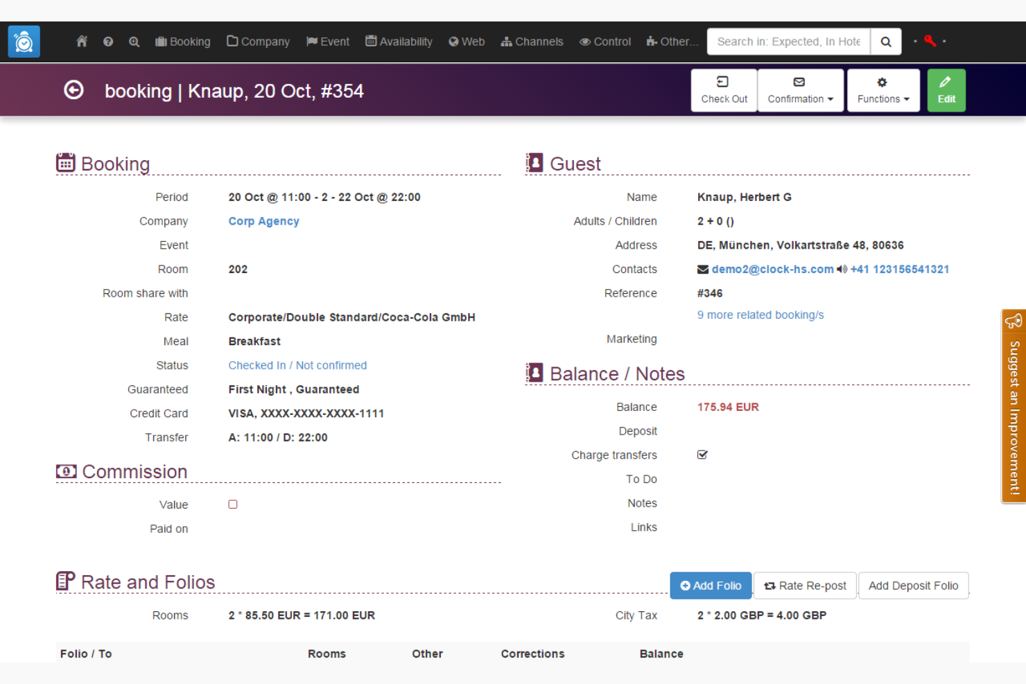 Clock PMS+ screenshot - 10 migliori sistemi di prenotazione centrale per hotel nel 2026