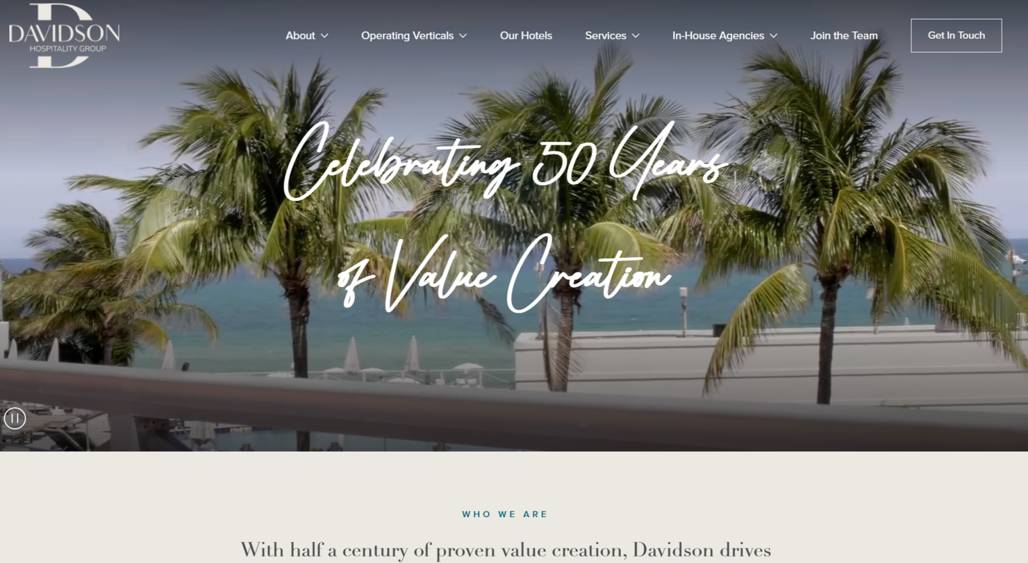 Davidson Hospitality Group screenshot - 10 Migliori Società di Gestione Alberghiera Recensite nel 2026