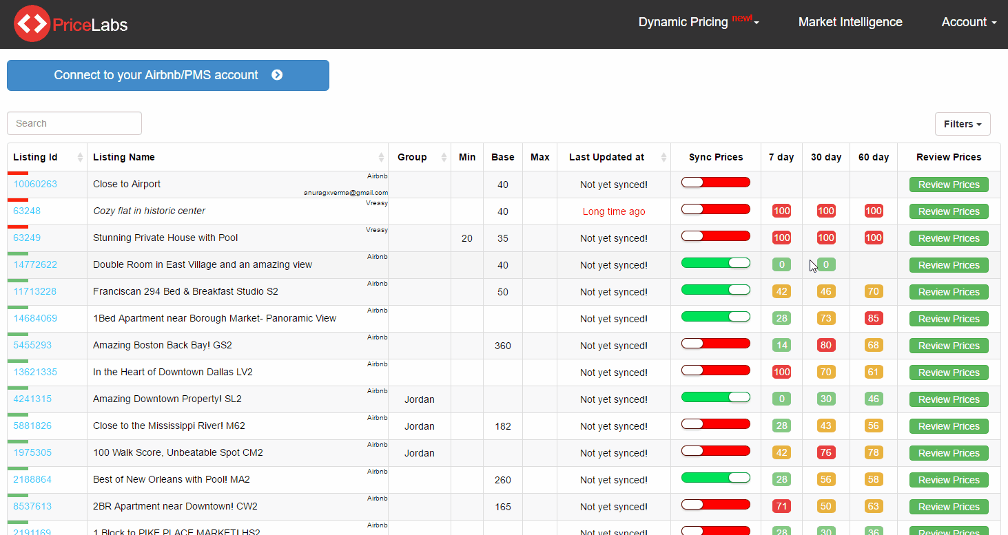 PriceLabs screenshot - I 10 migliori software per case vacanza del 2026