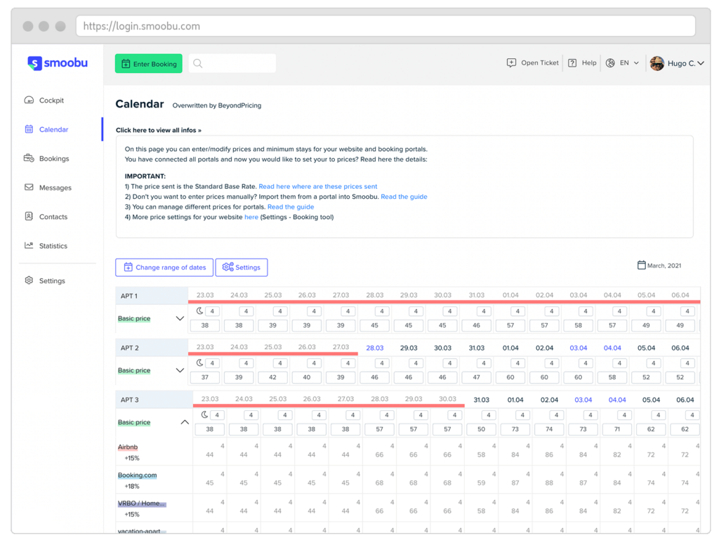 Smoobu screenshot - I 10 migliori software per case vacanza del 2026