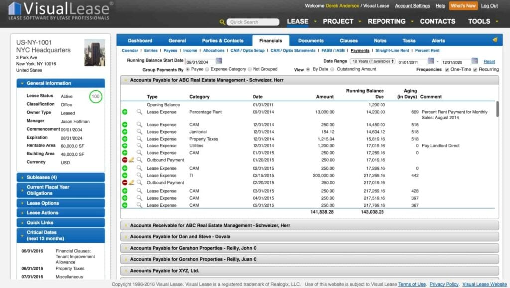 Visual Lease screenshot - 10 migliori sistemi di gestione immobiliare per 2026