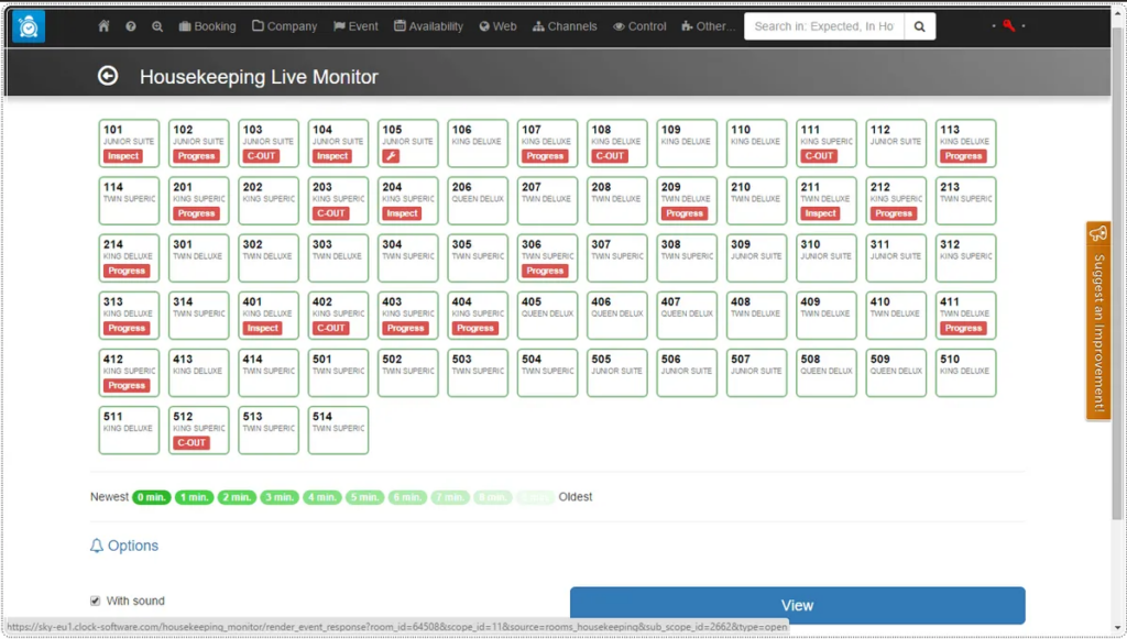 Clock PMS screenshot - 10 Mejores Software de Gestión para Moteles Pequeños 2026