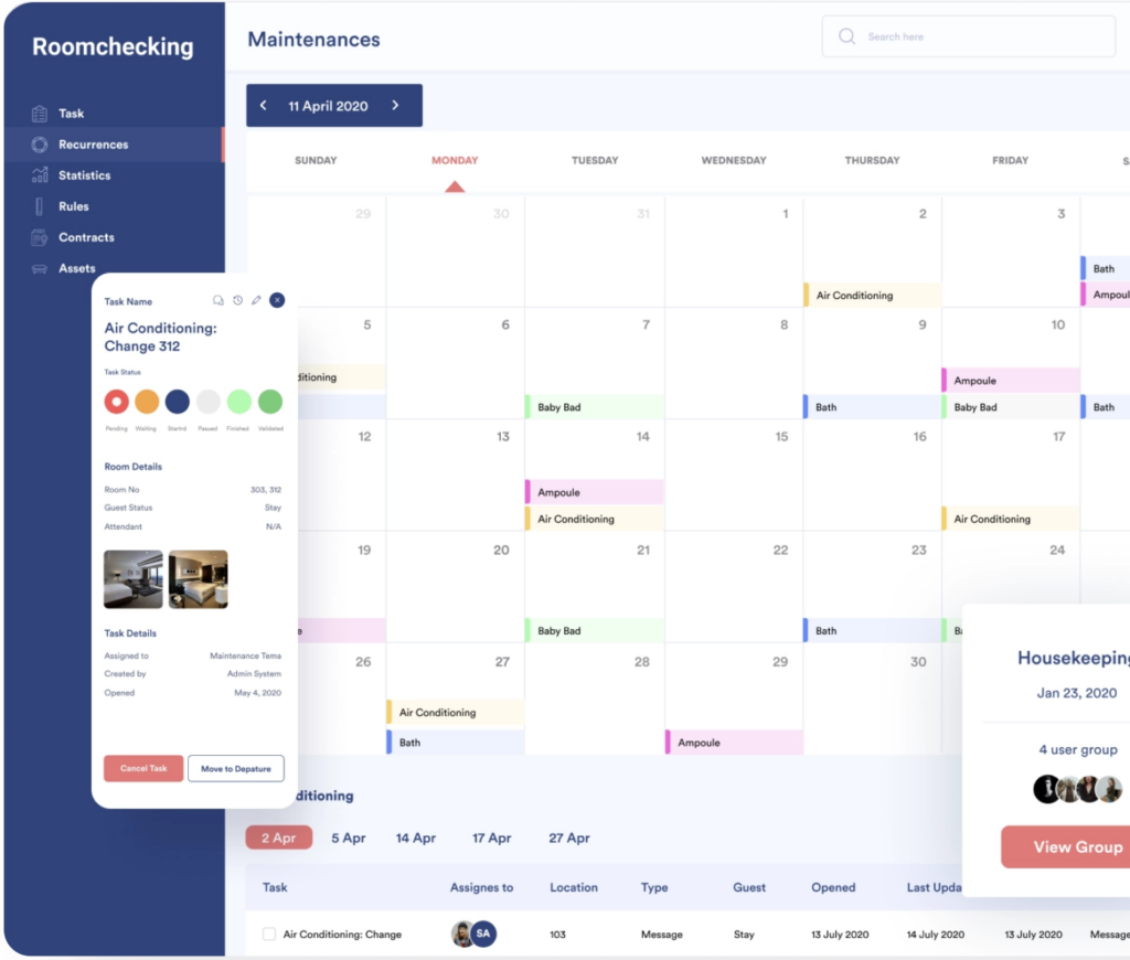 RoomChecking screenshot - Los 10 Mejores Software de Servicio a la Habitación de 2026