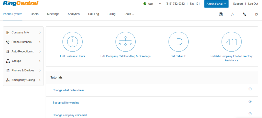 Ring Central screenshot - 10 Mejores Sistemas Telefónicos para Hoteles en 2026