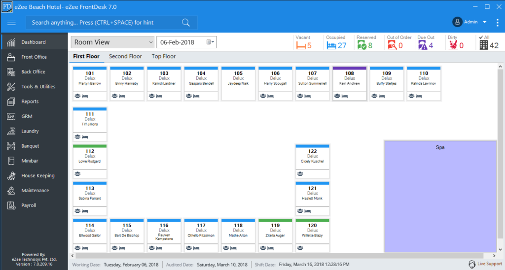 eZee FrontDesk screenshot - 10 Mejores Software de Recepción de Hotel Analizados para 2026