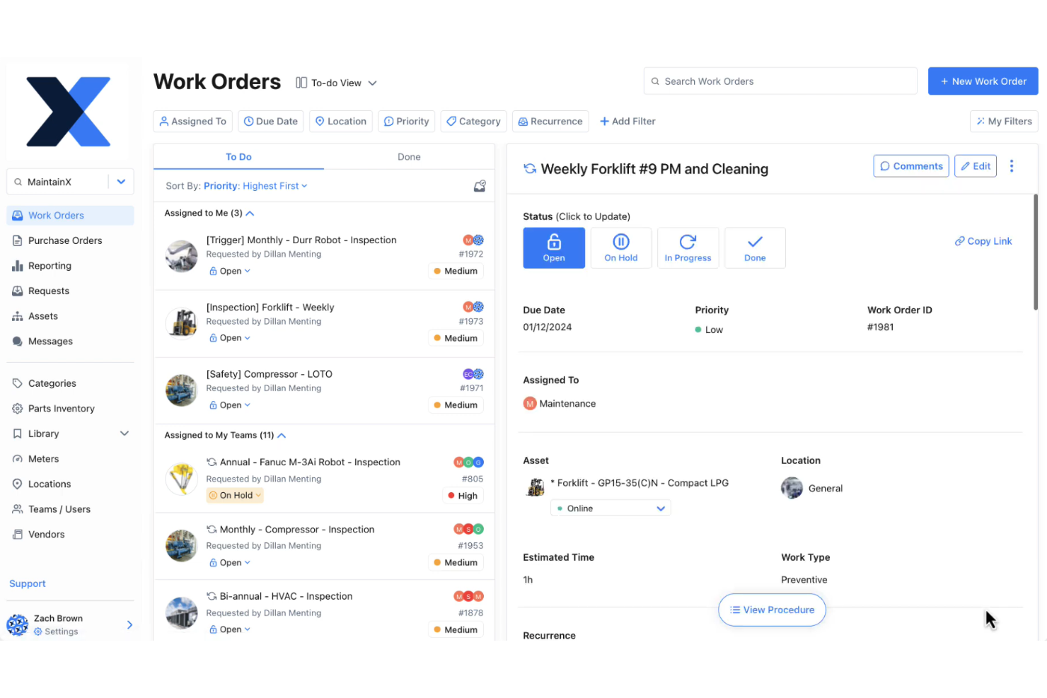 MaintainX screenshot - 10 Migliori Software di Gestione degli Asset Alberghieri nel 2026