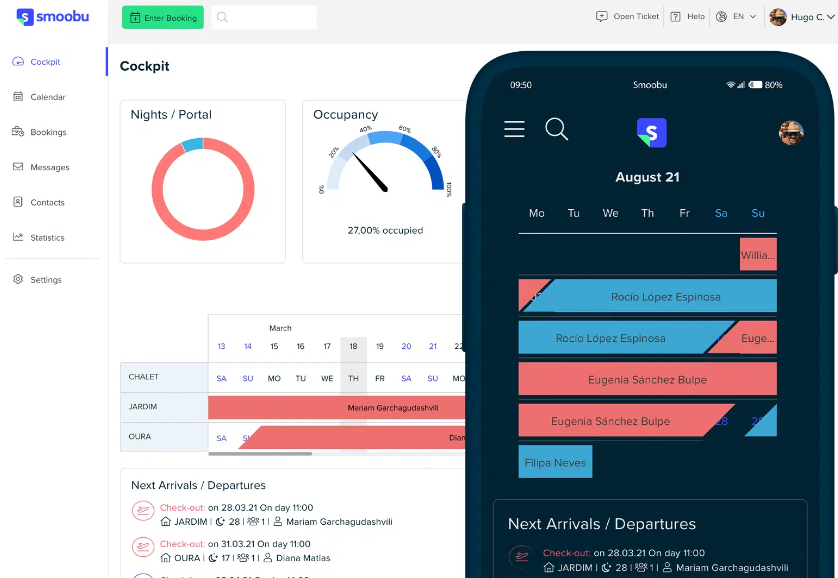 Smoobu screenshot - 10 Mejores Alternativas a Cloudbeds Analizadas en 2026
