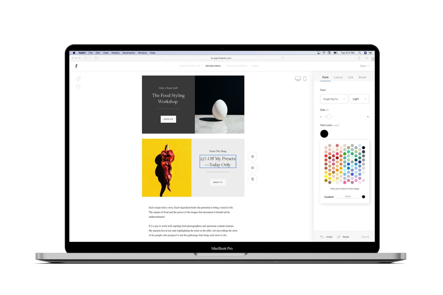 Flodesk screenshot - 10 Mejores Software de Email Marketing para Hoteles en 2026