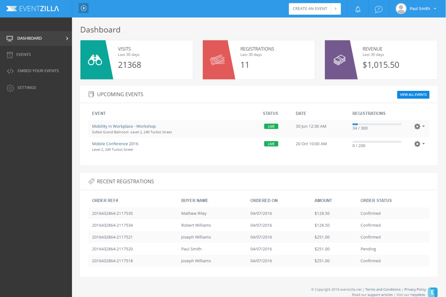 Eventzilla screenshot - Los 10 Mejores Software para la Planificación de Eventos en 2026
