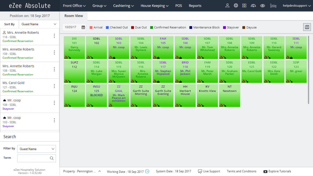 eZee Absolute screenshot - 10 Migliori Alternative a InnRoad per 2026