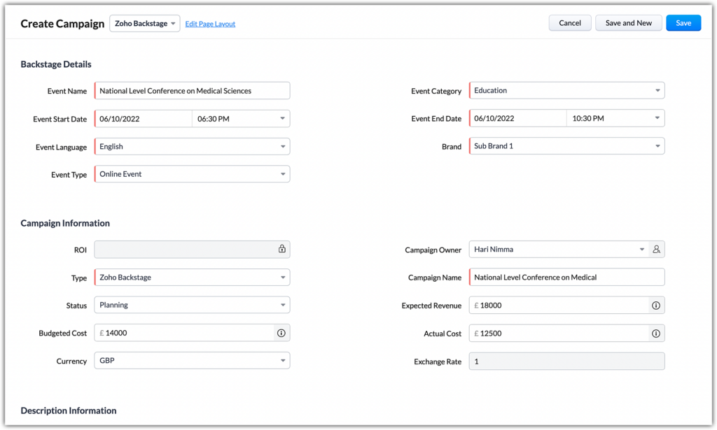 Zoho Backstage screenshot - 10 Migliori CRM per la Gestione di Eventi per Organizzare Grandi Eventi nel 2026