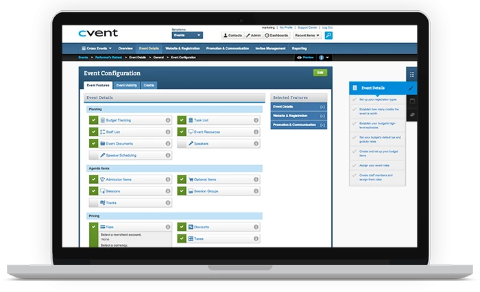 Cvent Event Management screenshot - 10 mejores CRM de gestión de eventos para organizar grandes eventos en 2026