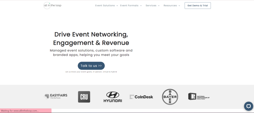 All In The Loop screenshot - 10 Migliori CRM per la Gestione di Eventi per Organizzare Grandi Eventi nel 2026
