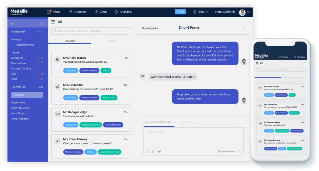 Medallia screenshot - 10 migliori software di messaggistica per ospiti per hotel nel 2026
