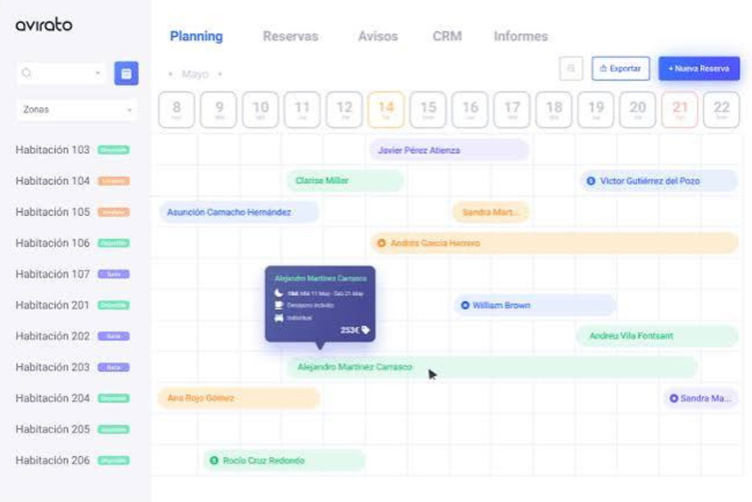 Avirato screenshot - 10 Beste gratis hotelreserveringssoftware voor 2026